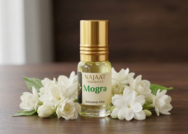 Mogra Attar Gift Set, 6 Fragrances -Rose, Sandalwood, Vanilla, Jasmine, Mogra, Lavender